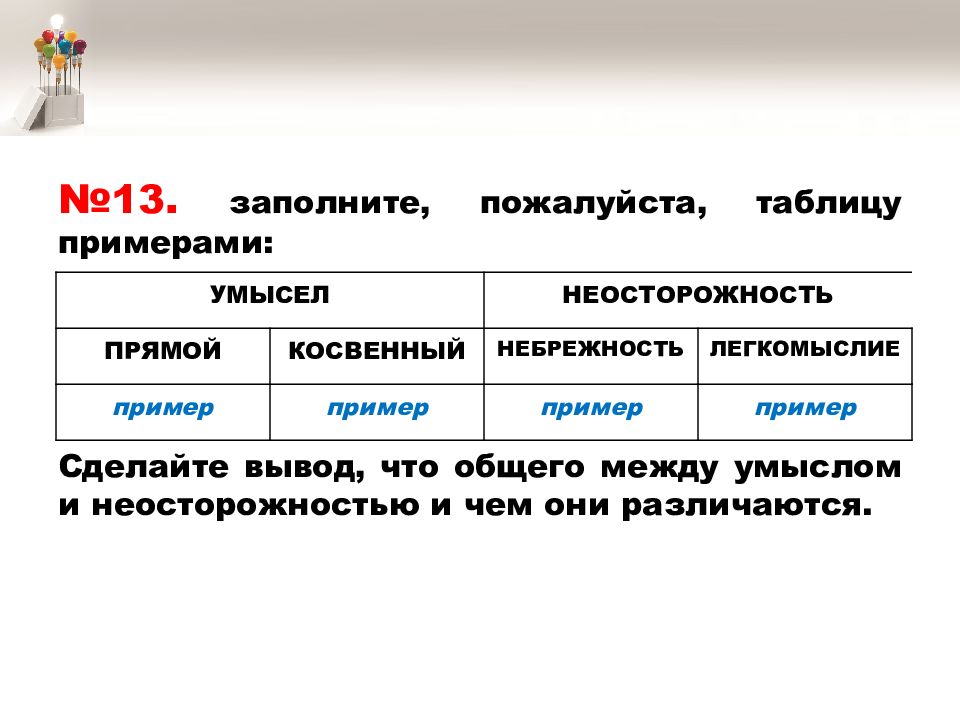 Легкомыслие в праве это. Прямой косвенный умысел легкомыслие и небрежность. Умысел прямой и косвенный примеры. Примеры умысла. Примеры умысла и неосторожности.