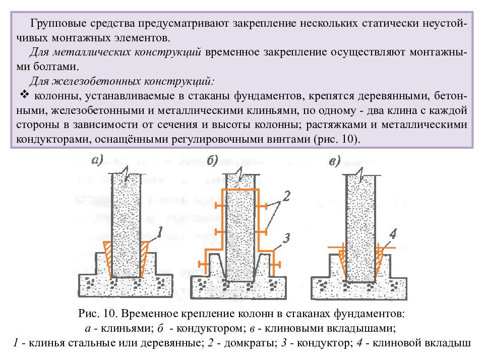 Установка колонн. Монтаж железобетонных колонн в стаканы фундаментов. Кондуктор для монтажа колонн в стаканы фундаментов. Монтаж колонн в стаканы фундаментов. Установка бетонных колонн в стаканы фундаментов.