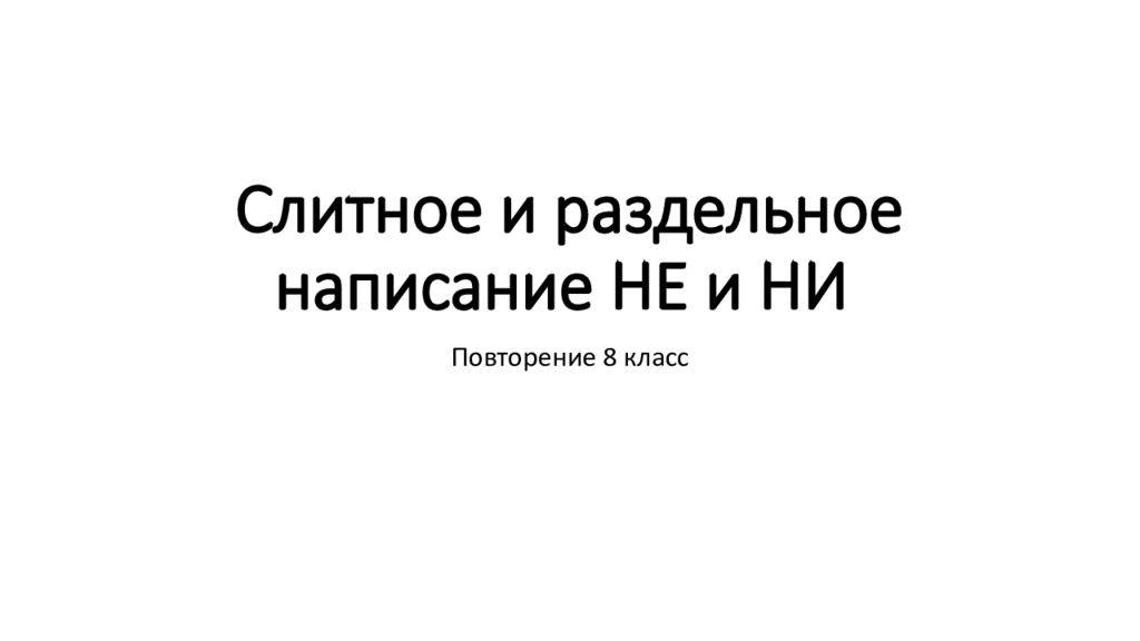 Слитное и раздельное написание НЕ и НИ