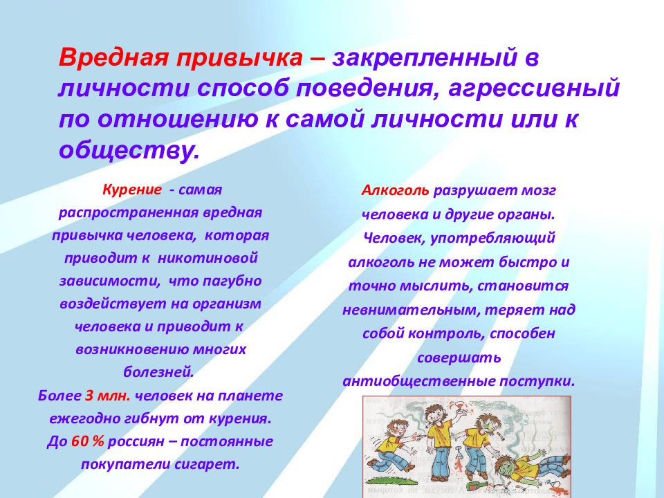 О вредных привычках в шутку и всерьез презентация