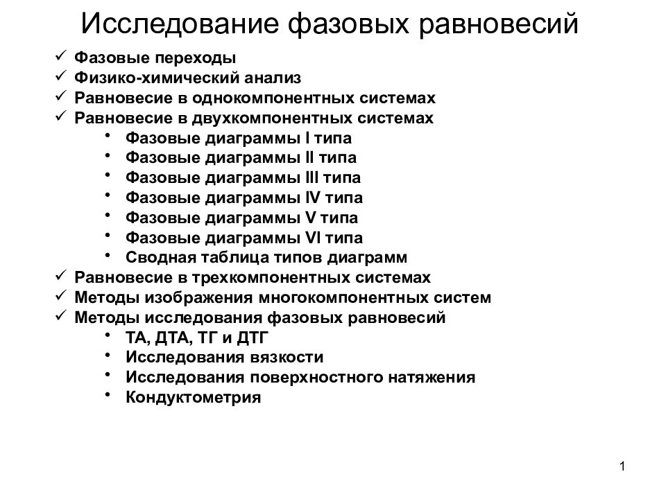 Исследование фазовых равновесий