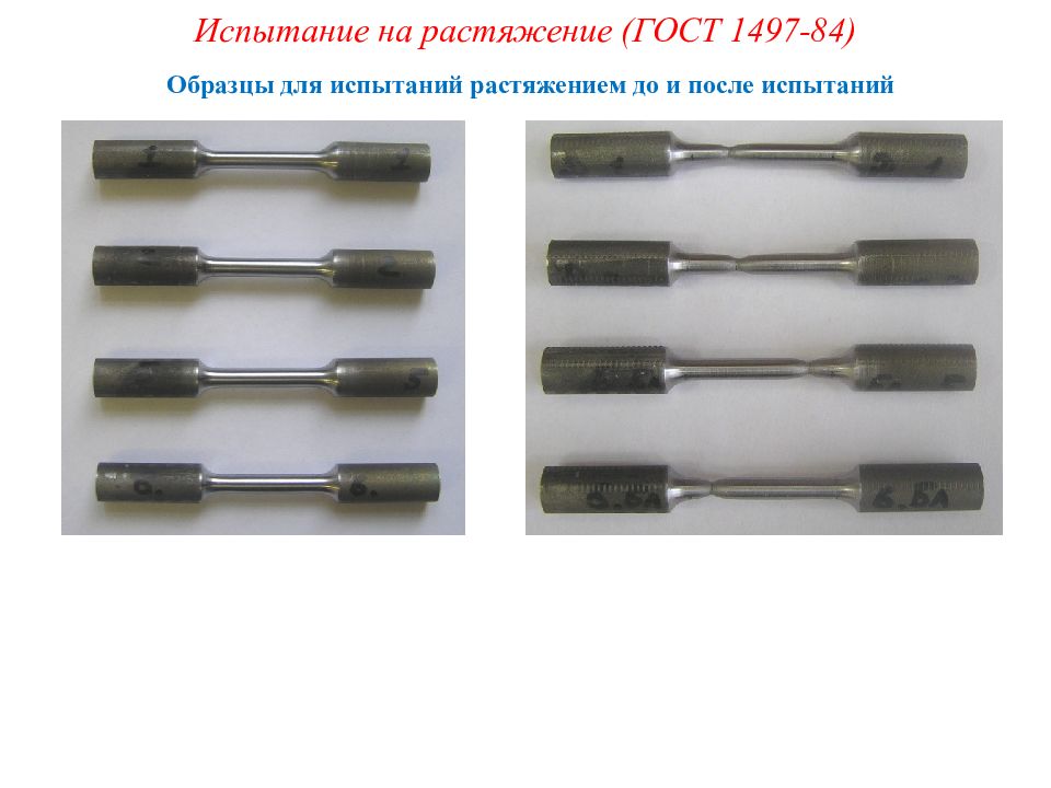 Образцы для испытания на растяжение