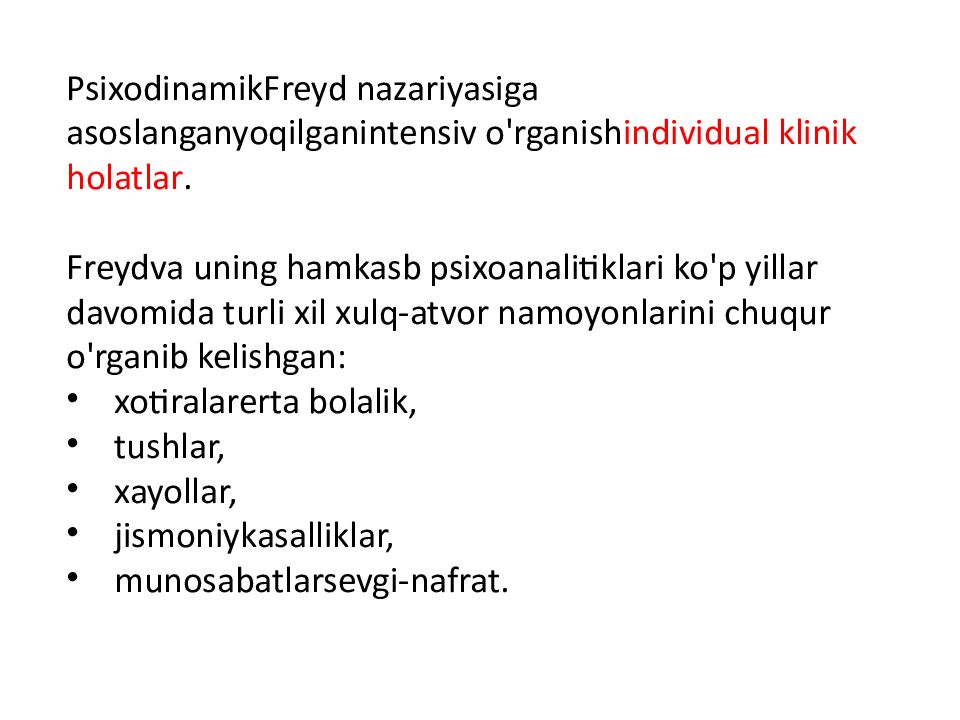 SHAXSIYAT NAZARIYALARI xorijiy