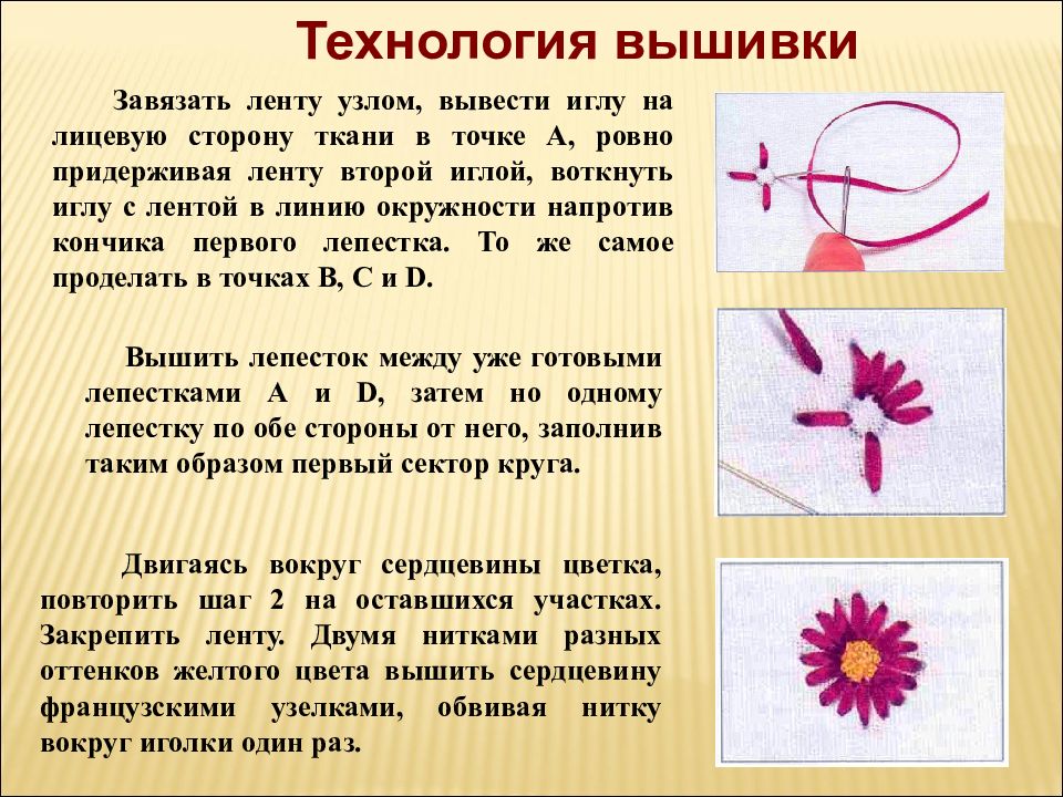 Проект по технологии 6 класс для девочек вышивка гладью