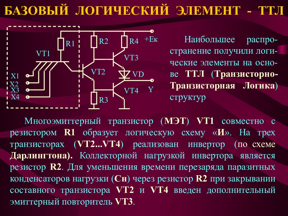 В ттл схемах многоэмиттерный транзистор работает в режиме