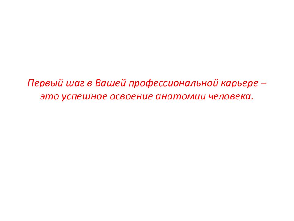 Первый шаг в Вашей профессиональной карьере – это успешное освоение анатомии человека.