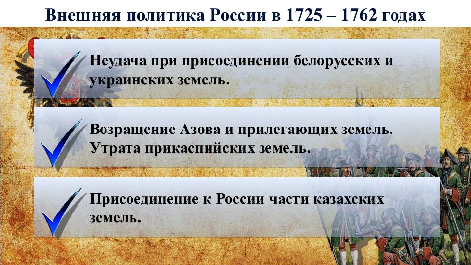 Внешняя политика россии 1725 1762 презентация 8 класс