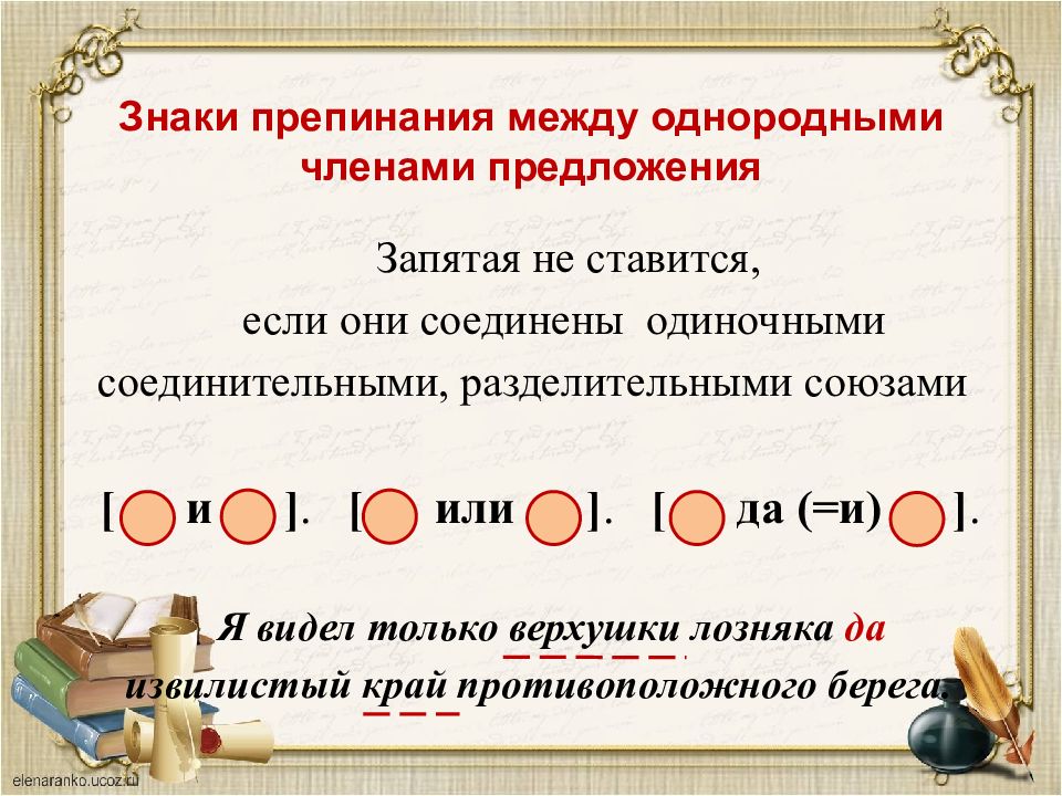 Знаки препинания при однородных членах презентация 4 класс