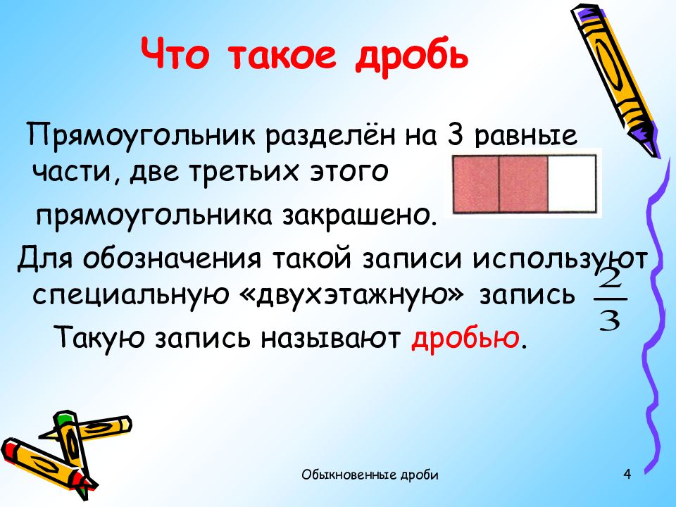 Проект по математике тема обыкновенные дроби 5 класс