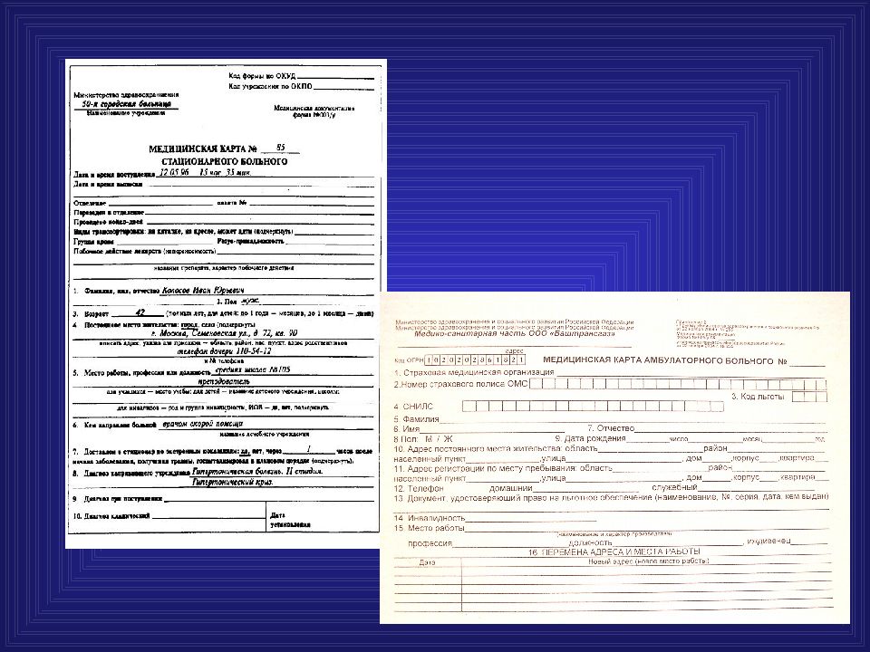 Медицинская карта стационарного больного приказ минздрава