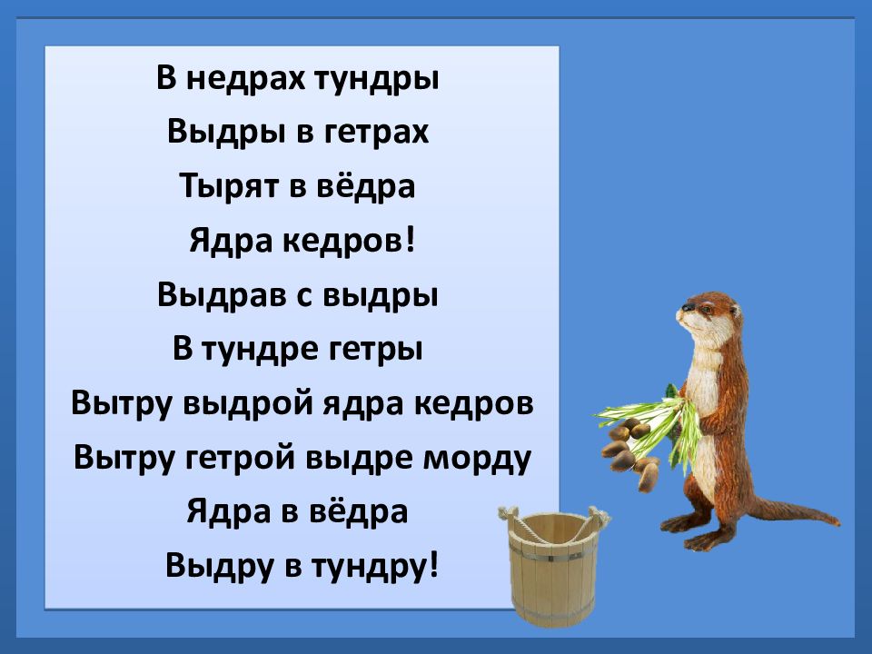 Выдры в тундре. Вытру гетры выдрой ядра Кедров выдрав с выдры в тундре. В недрах тундры выдры в гетрах тырят в вёдра ядра Кедров. Выдра кедры тундра. Выдры в ведрах ядра Кедров.