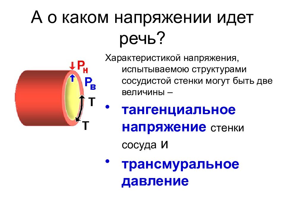 Радиус сосуда. Напряжение сосудистой стенки. Тангенциальное напряжение в сосудах. Характеристика напряжения. Тангенциальное напряжение стенки сосуда.