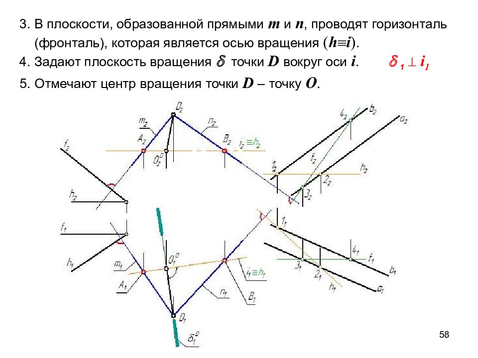 Исходная плоскость. Вращение вокруг фронтали Начертательная геометрия. Преобразование проекций Начертательная геометрия. Фронталь и горизонталь Начертательная геометрия. Горизонталь Начертательная геометрия.