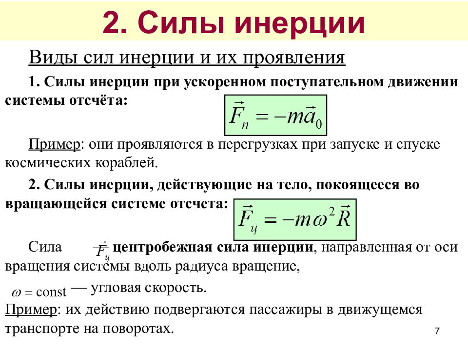 Сила отсчета. Сила инерции формула. Сила инерции формула при поступательном движении. Силы инерции в неинерциальных системах отсчета. Силы инерции примеры.