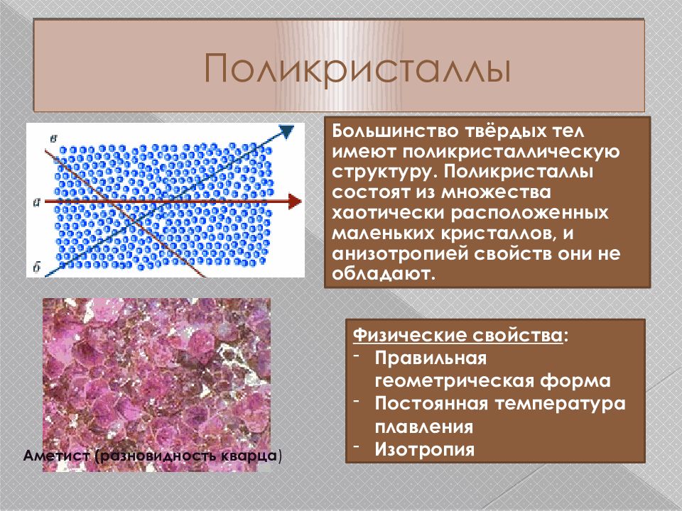 Кристаллические и аморфные тела анизотропия. Поликристаллическое строение. Кристаллические тела поликристаллы. Поликристалл это тело. Виды поликристаллов.