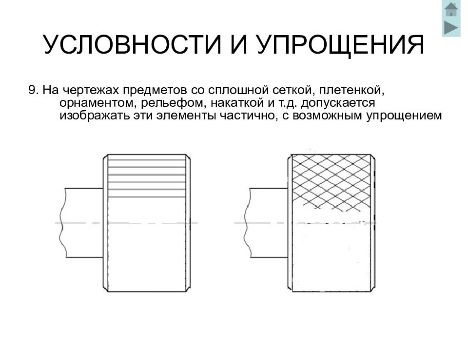 Условности и упрощения на чертежах деталей