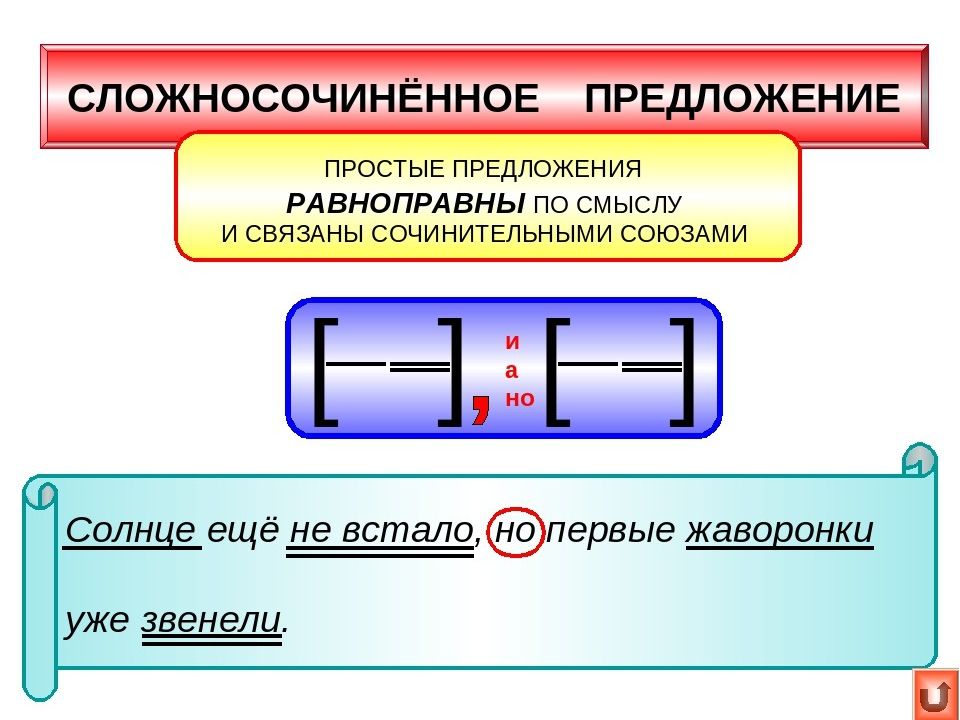 Сложносочиненное предложение примеры и схемы