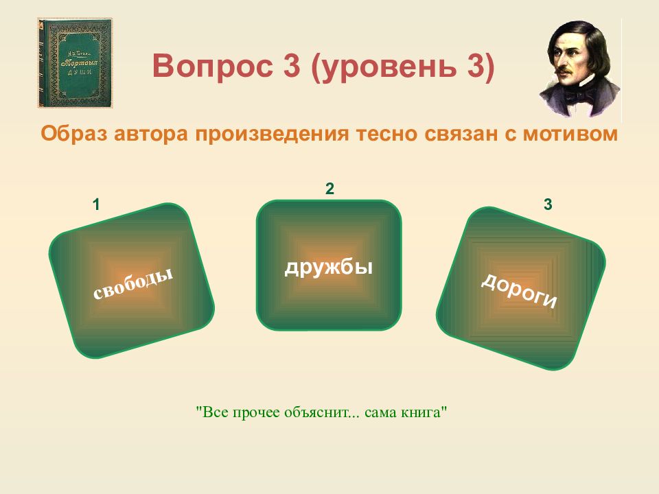 Уровни образ. Вопросы об авторе произведения. Мотив дружбы свободы мертвые души. 3 Произведения тесно связаны с литературой.