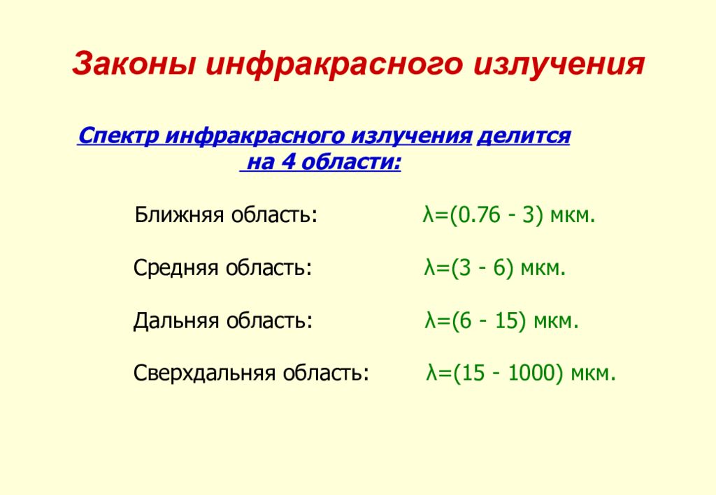Законы инфракрасного излучения