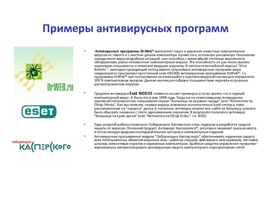 Примеры антивирусных программ