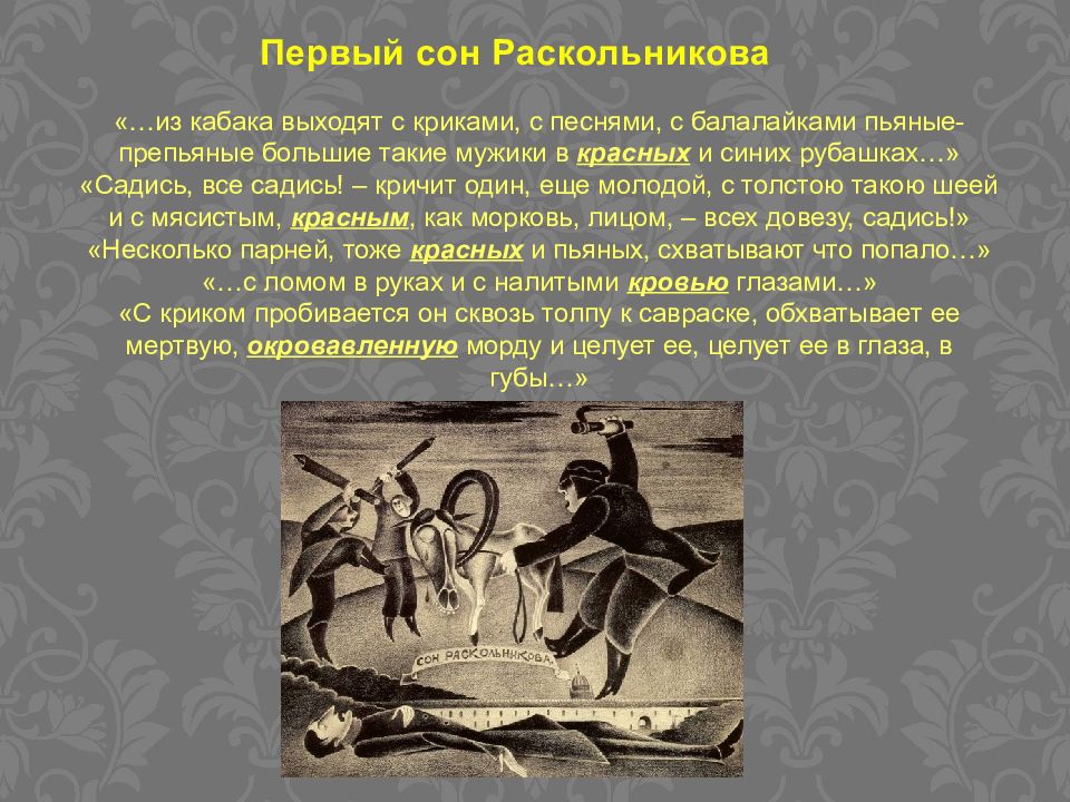 Сны раскольникова в романе. Первый сон Раскольникова. Сон Раскольникова о лошади. «Первый сон Раскольникова» роль.