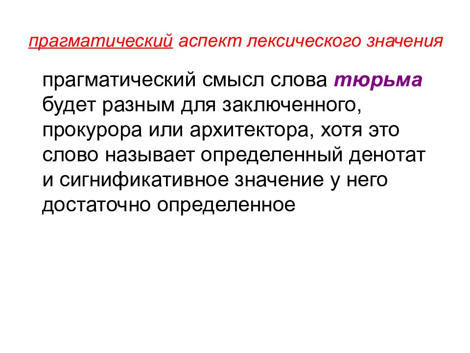 Значение слова колония. Аспекты лексического значения. Сигнификативный аспект лексического значения. Прагматическое значение аспекты. Типология лексических значений.