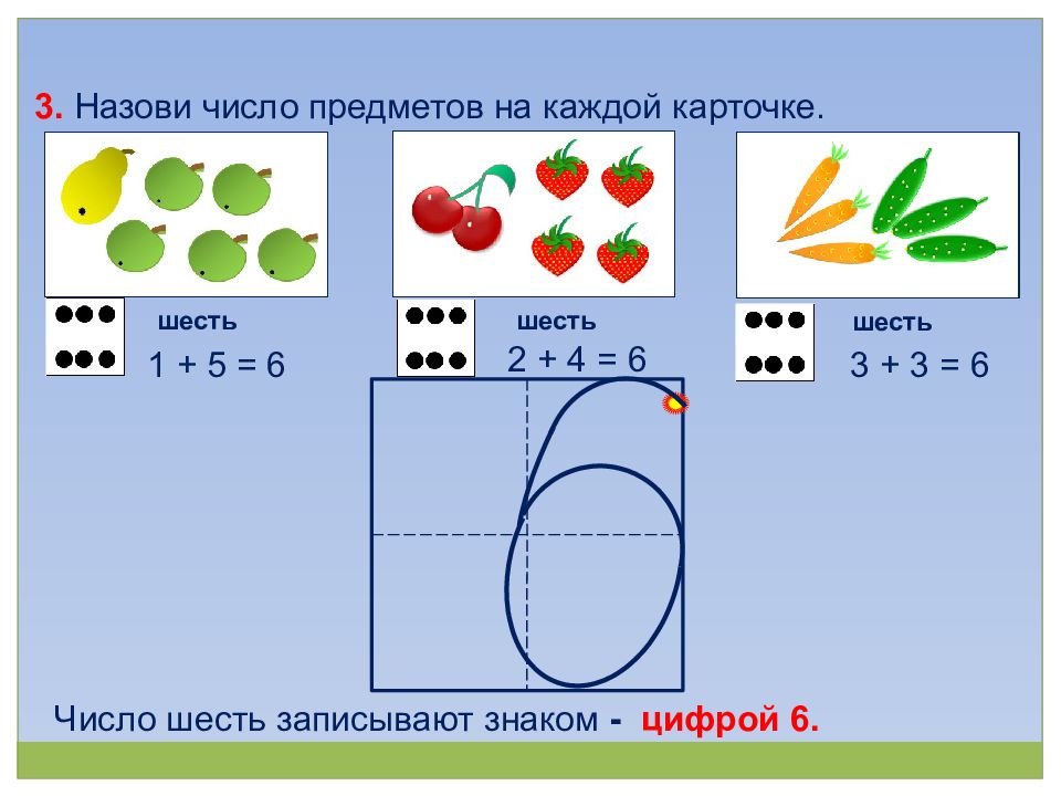 Презентация для дошкольников цифра 6 число 6