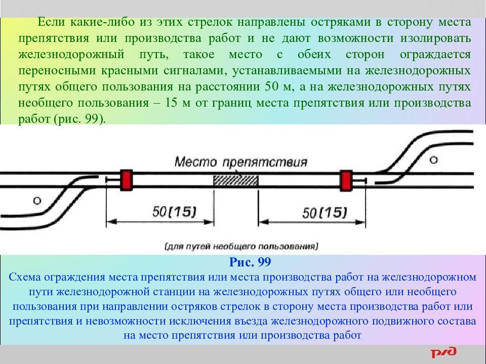 Сторону направившую. Ограждение препятствия на ЖД пути необщего пользования. Схема железнодорожного пути необщего пользования. Ограждение места препятствия на ЖД. Ограждение места препятствия на Станционном пути.