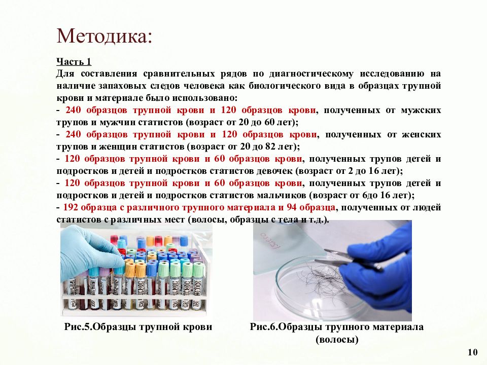 Образцы крови для сравнительного исследования