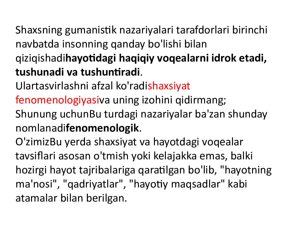 SHAXSIYAT NAZARIYALARI xorijiy