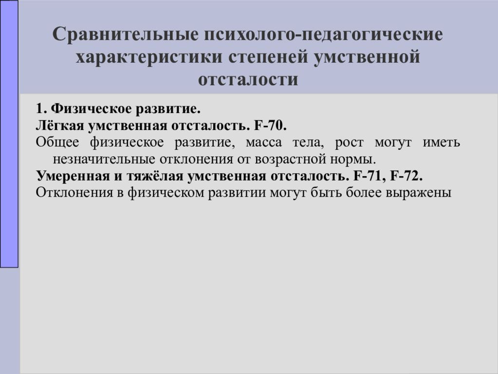 Физическое развитие детей с умственной отсталостью презентация