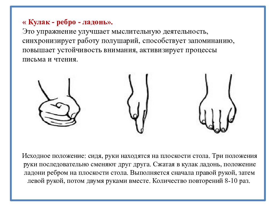 Кулак ребро ладонь картинки для детей