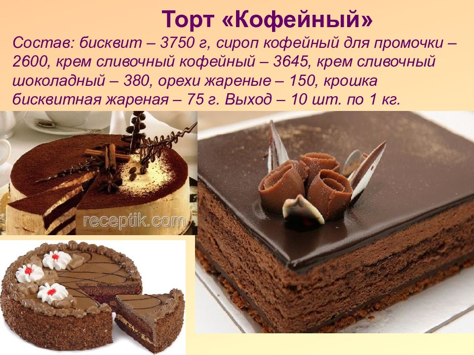 Торт кофейный технологическая карта