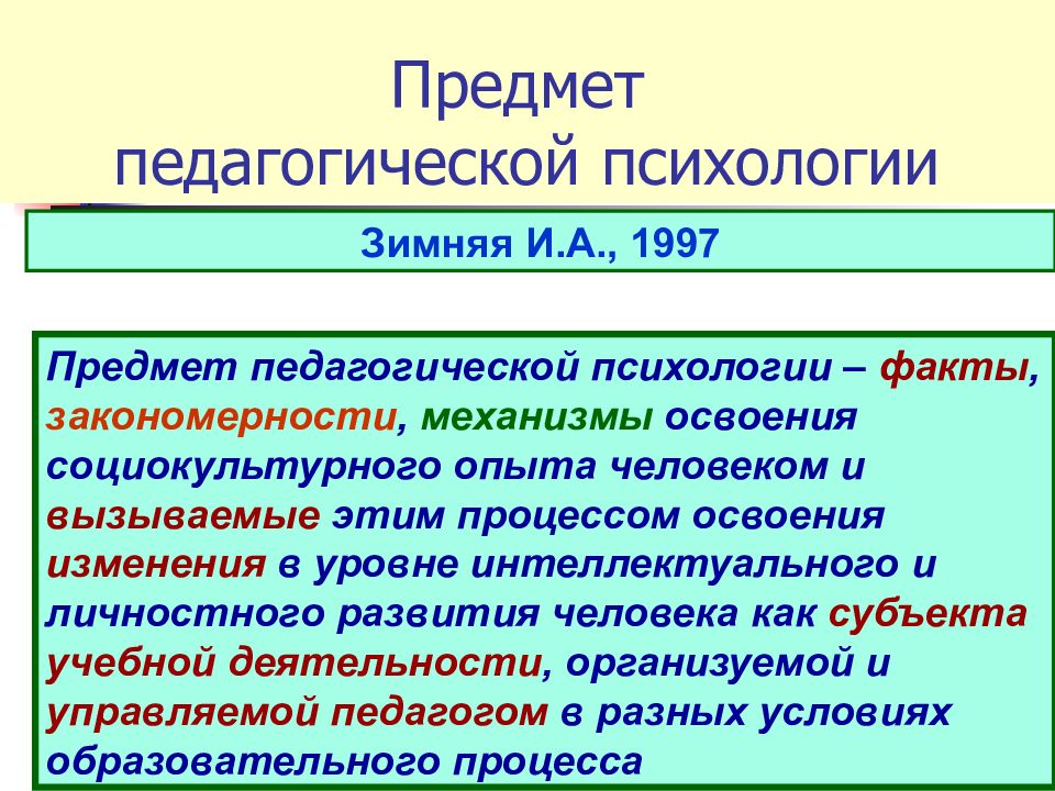 Основные проблемы педагогической психологии презентация