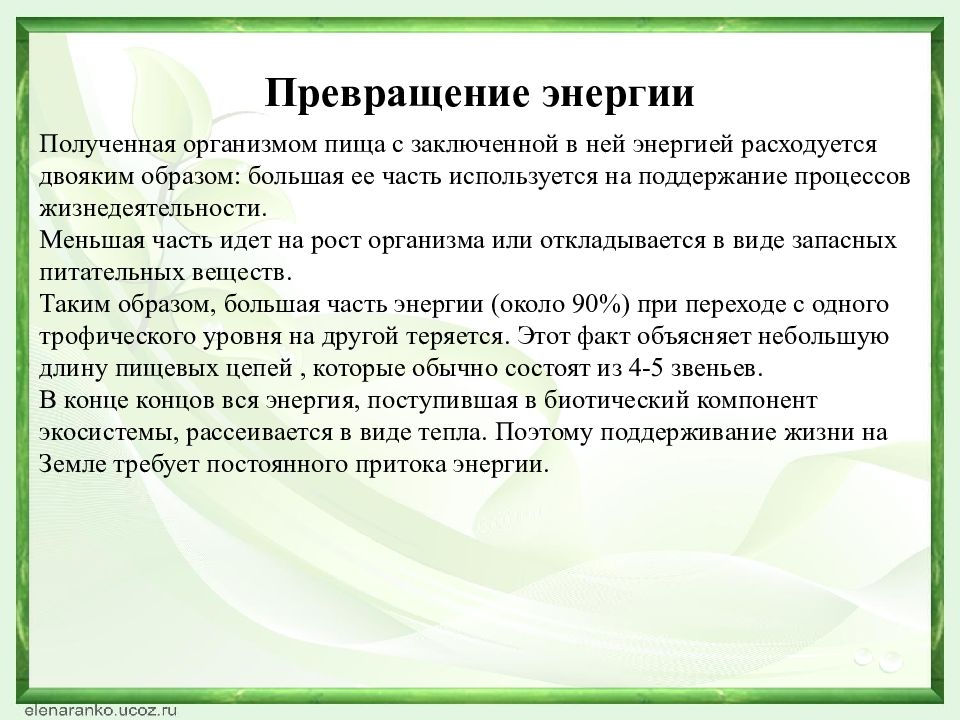 Презентация потоки вещества и энергии в экосистеме 9 класс биология