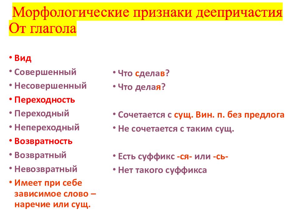 Деепричастие как особая форма глагола презентация