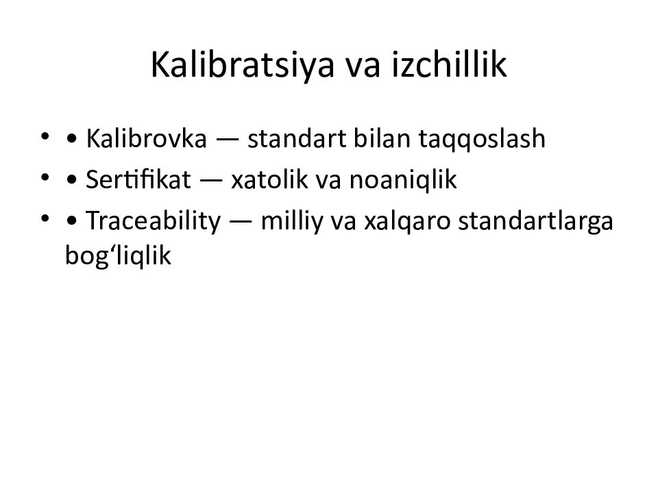 Kalibratsiya va izchillik