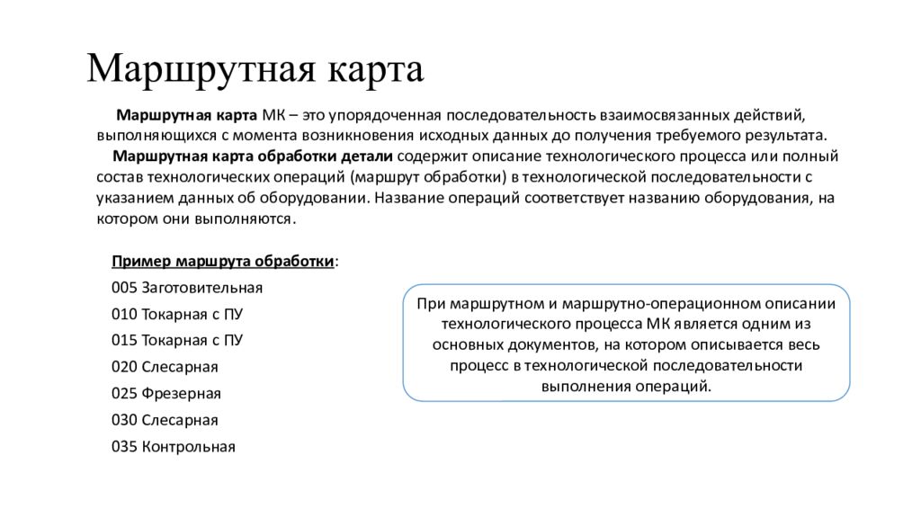 Маршрутная карта