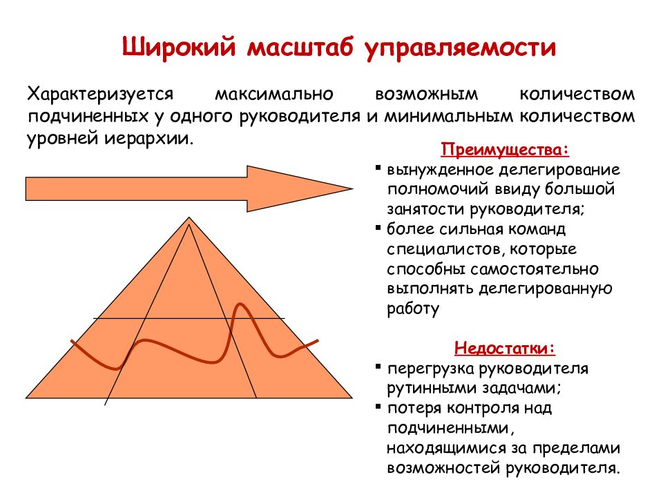 Уровни масштаба. Широкий масштаб управляемости. Широкий масштаб управляемости имеет следующие характеристики. Уровни управления (звенность) и масштаб управляемости;. Масштаб управляемости и контроля в организации.