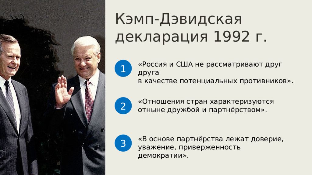 Потенциальный противник. Кэмп-Дэвидские соглашения Ельцин. Кэмп-Дэвидская декларация 1992. Кэмп Дэвидское соглашение 1992. Кэмп Дэвидская декларация.