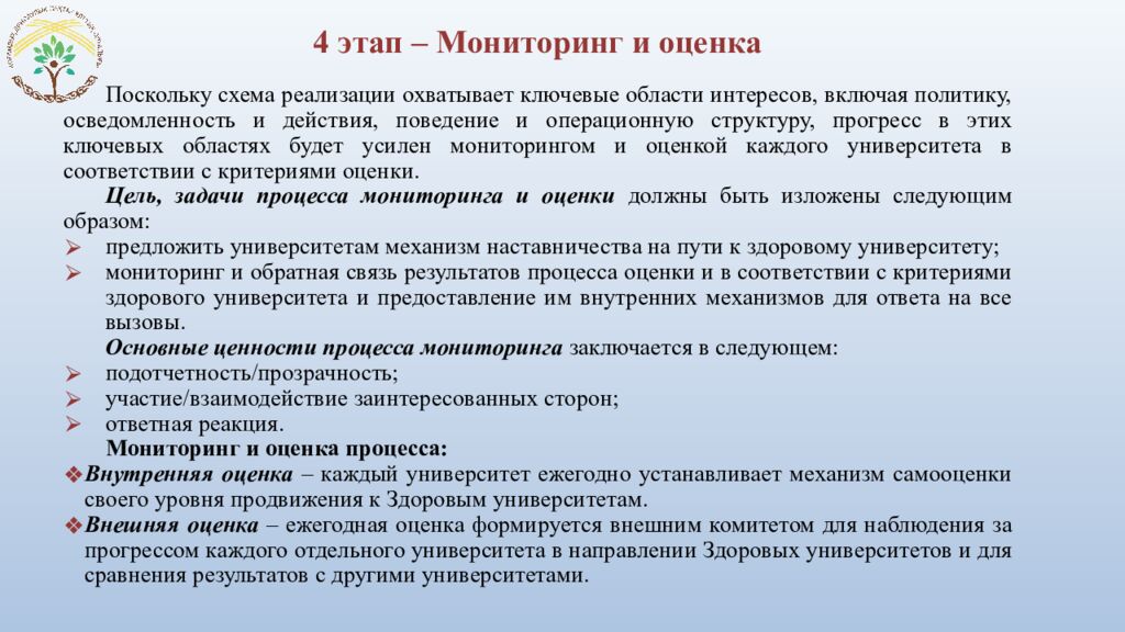 4 этап – Мониторинг и оценка