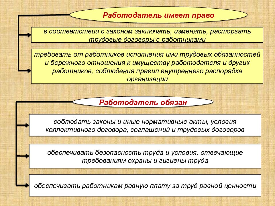 Трудовое право соответствие. Работодатель имеет право. Работодатель имеет право трудовой договор. Работодатели меет право. Права и обязанности трудовых правоотношений.