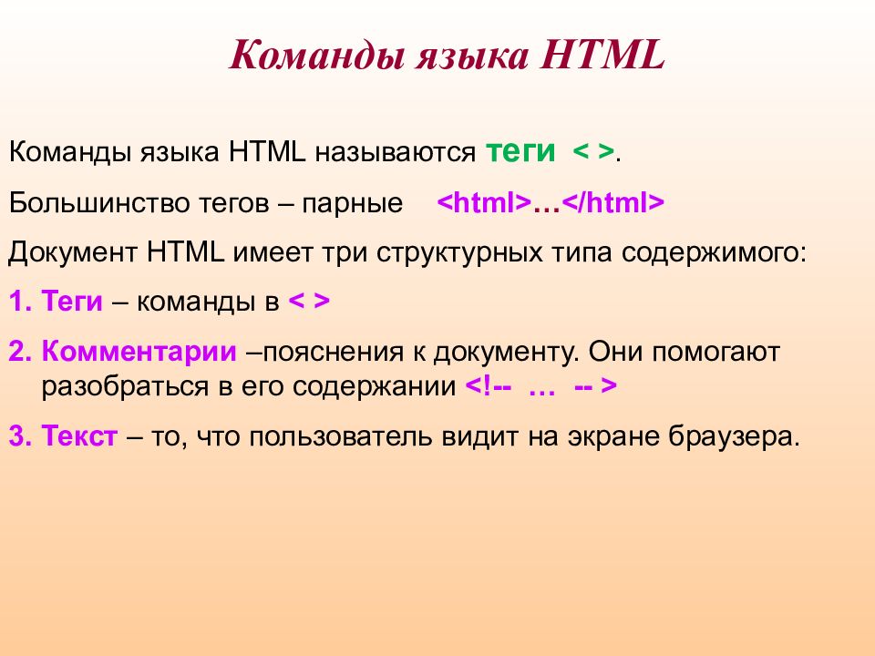 Html язык ru. Команды html. Команды хтмл. Язык html. Теги языка html.