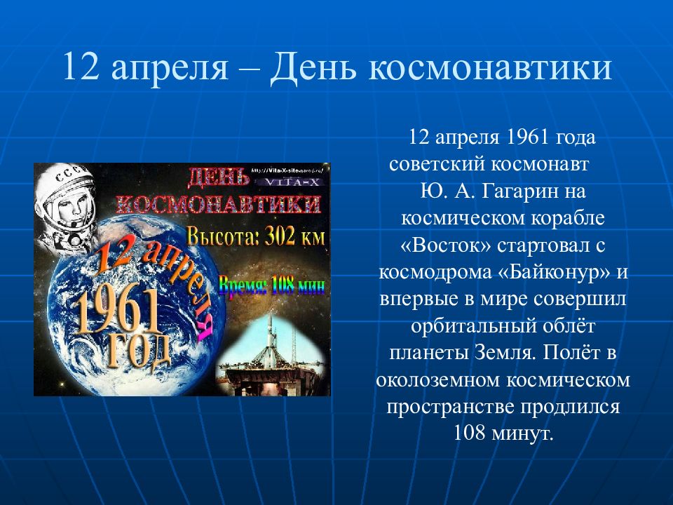 Презентация на тему 12 апреля день космонавтики