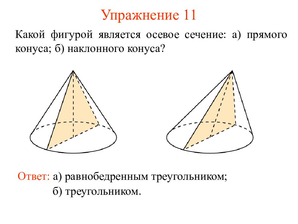 Осевым сечением конуса является. Сечение наклонного конуса. Какая фигура является осевым сечением конуса. Какой фигурой является осевое сечение конуса сечение конуса.