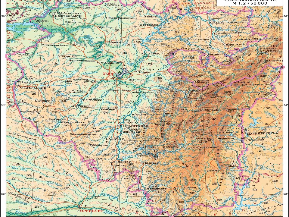 Карта рельефа башкортостана