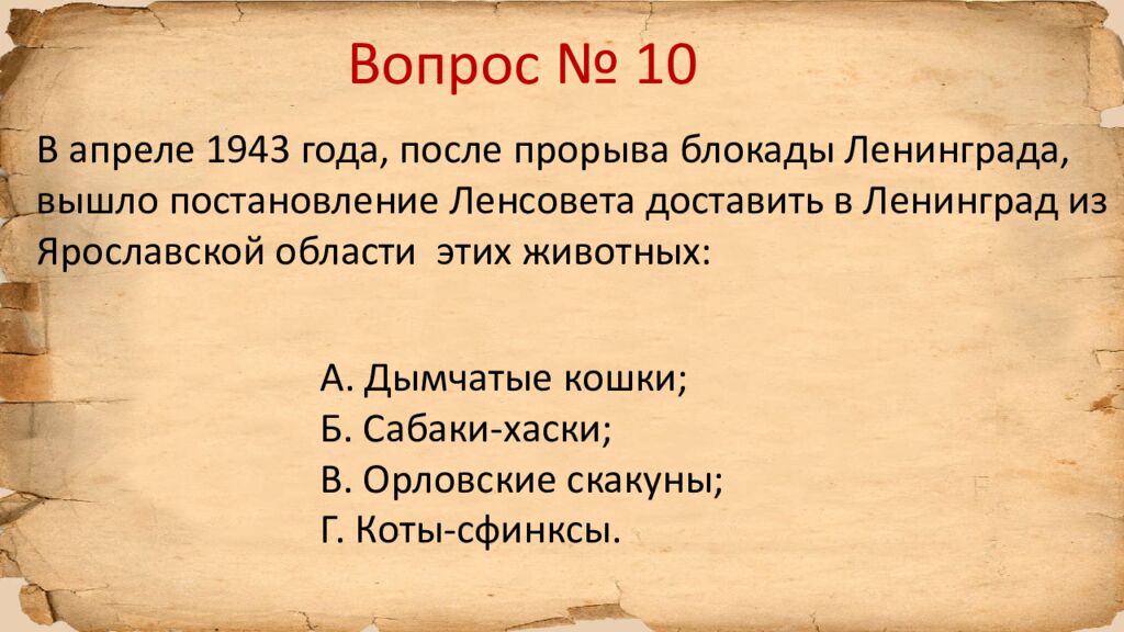 Блокада Ленинграда » исторический квиз