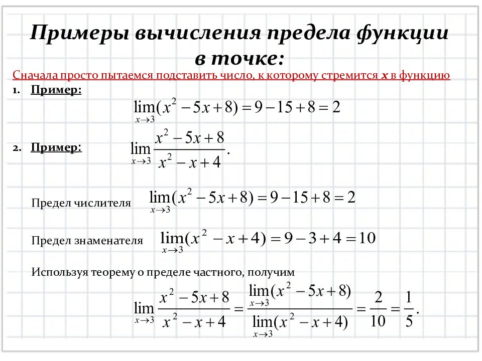 Предел частного