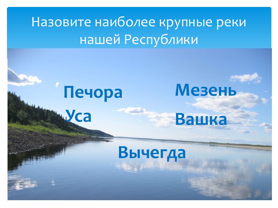 Главные реки. Главные реки викторина. 2 Класс водоемы Коми. Главные реки так назван.