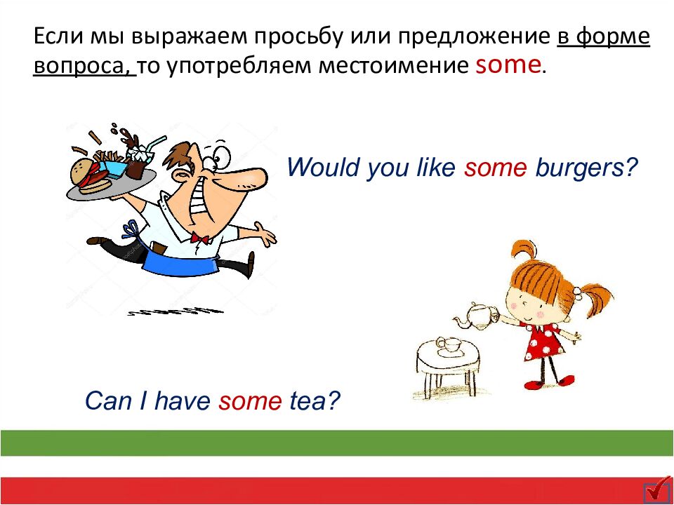 Местоимения some / any